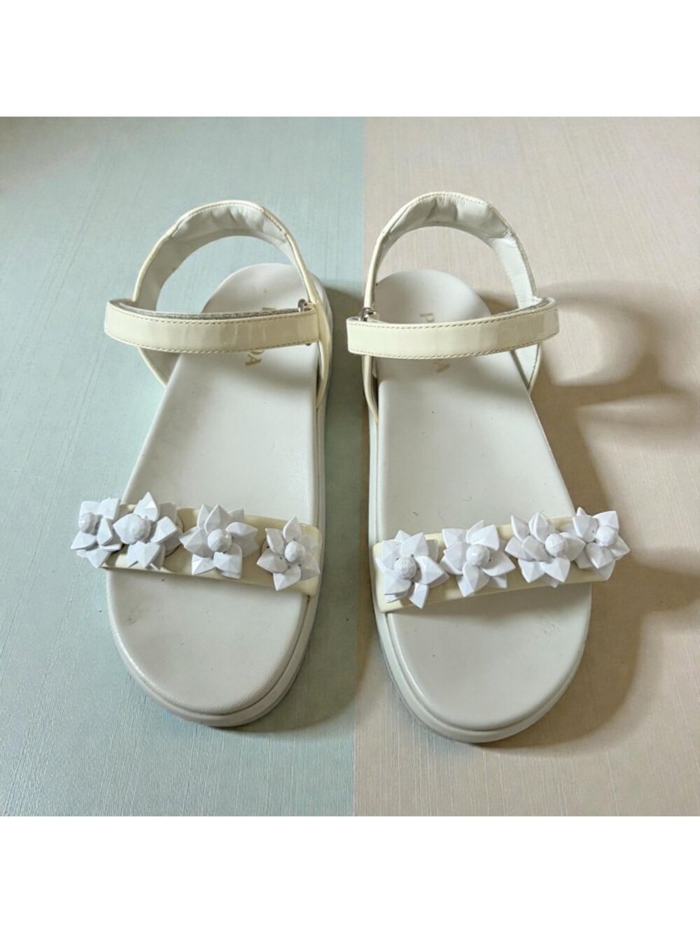 PRADA White Embellished Platform Sandals Size 36.5/ 6.5